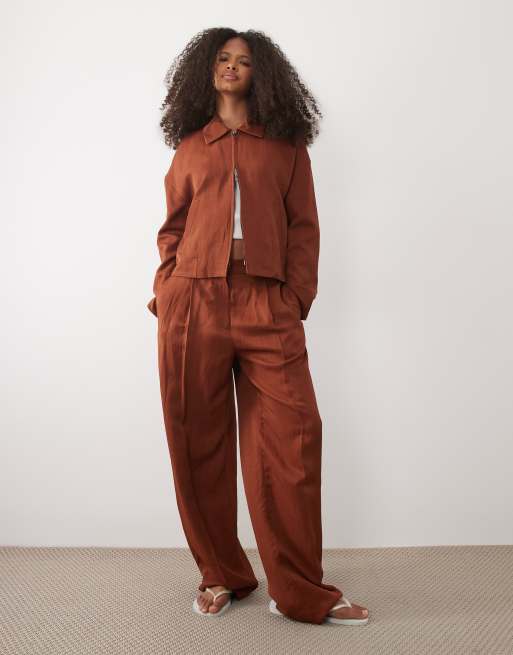 Mango – Vbbargen – Jacke aus Leinenmix in Rostrot, Kombiteil, 2 von 4