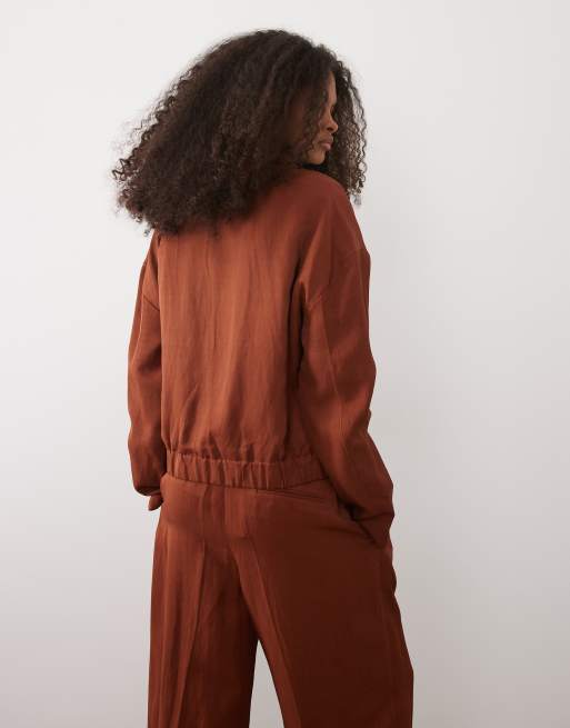 Mango – Vbbargen – Jacke aus Leinenmix in Rostrot, Kombiteil, 4 von 4