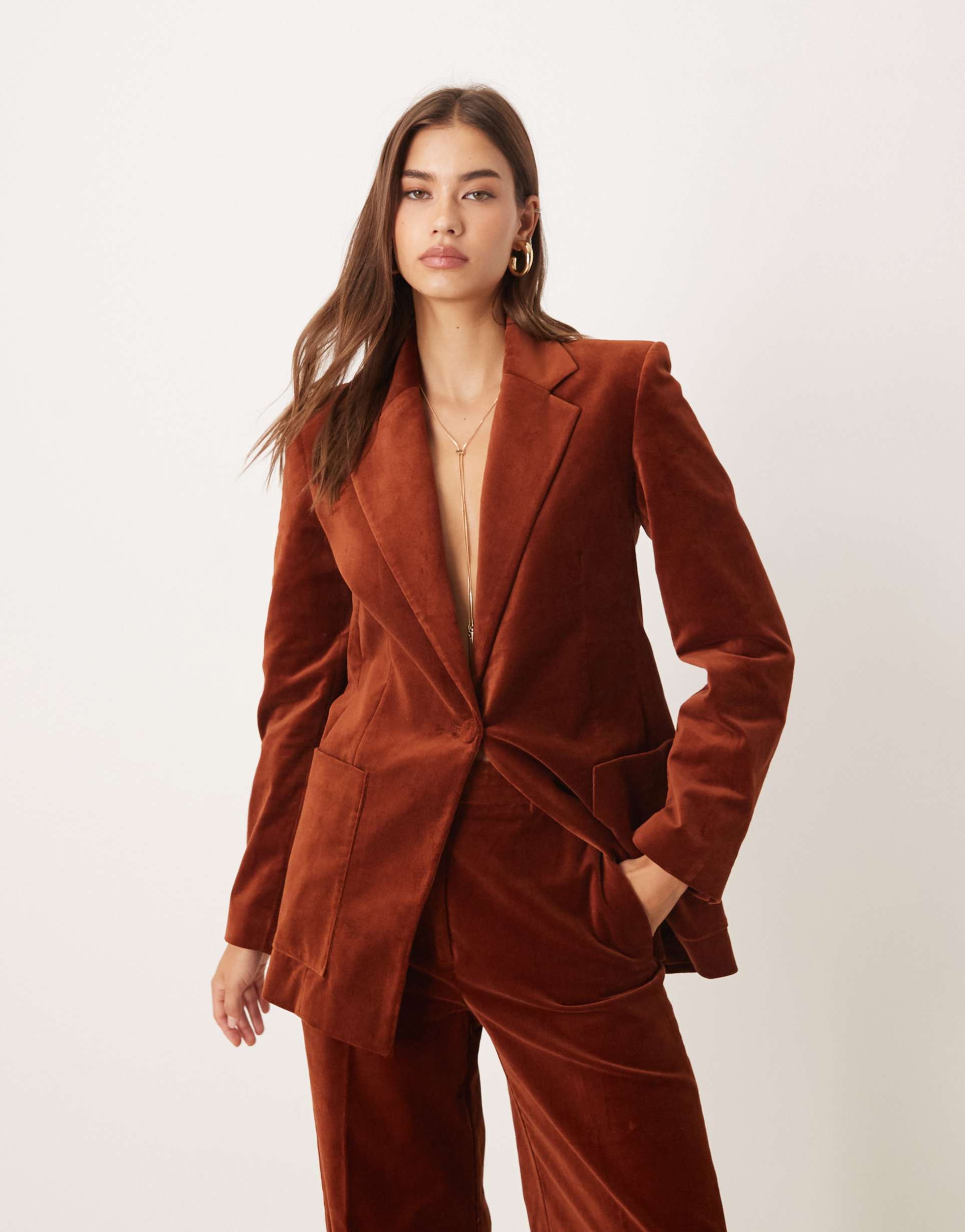 mango velvet blazer in amber - part of a set