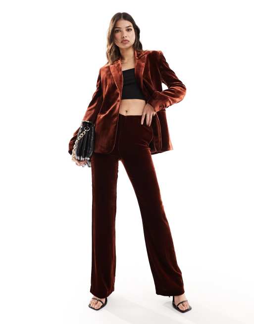 Maroon velvet hot sale pants