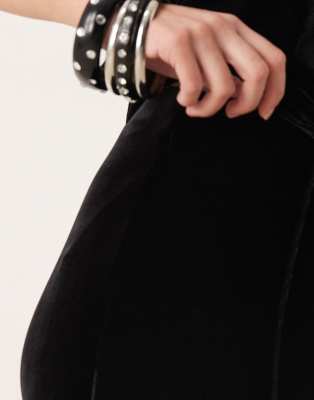 Mango Velvet Kick Flare Pants In Black