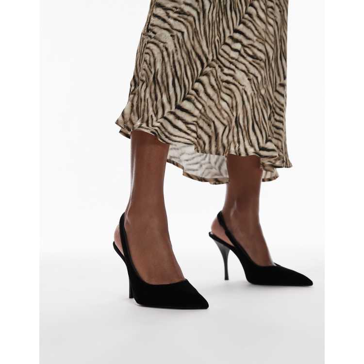 パンプス VELVET SLINGBACK Mango velvet slingback heel in black | ASOS