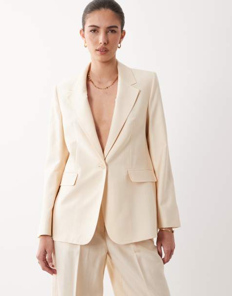 Mango - Veronica - Beige skræddersyet blazer - Del af sæt - view 1