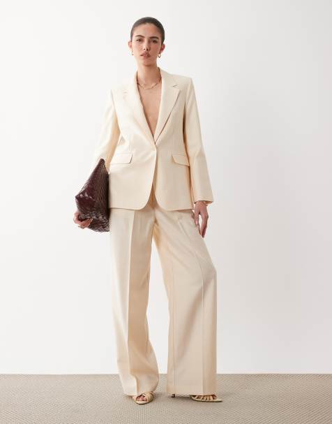 Mango - Veronica - Pantaloni dritti sartoriali beige in coordinato - view 1