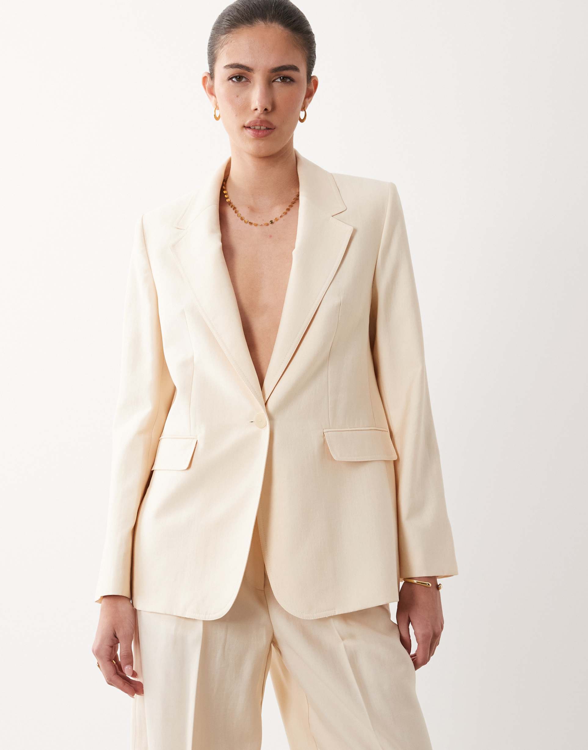mango veronica tailored blazer in beige - part of a set