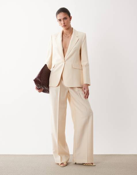 Mango Veronica tailored blazer  & trouser co-ord in beige - view 1