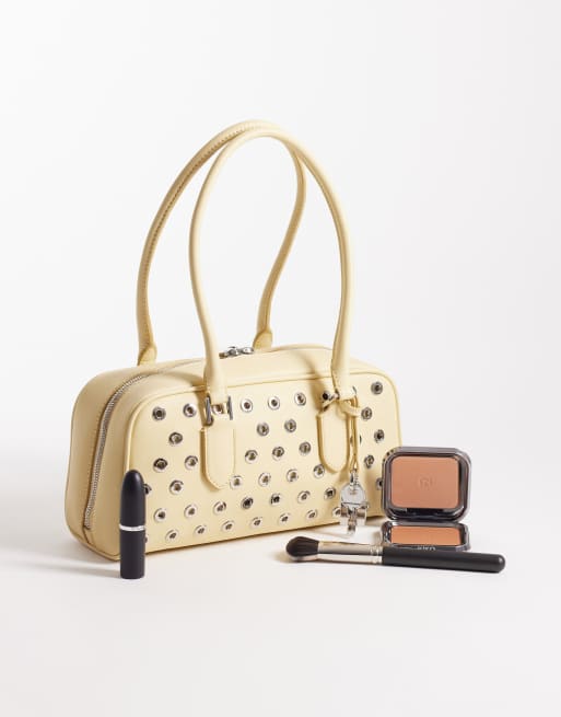 Mango – Verzierte Mikro-Tasche in Buttermilchgelb mit Schlüsselanhänger-Detail, 2 von 4