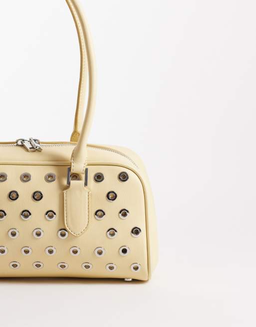 Mango – Verzierte Mikro-Tasche in Buttermilchgelb mit Schlüsselanhänger-Detail, 4 von 4
