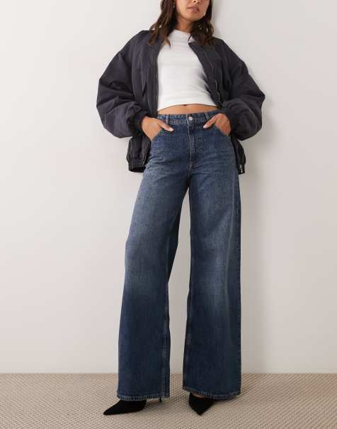 Mango verzierte Wide-Leg-Jeans in Blau - view 1