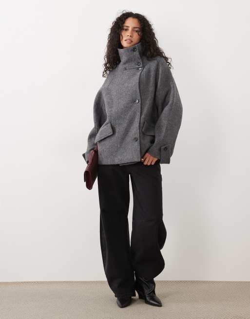 Mango veste à col cheminée grise, 2 de 4