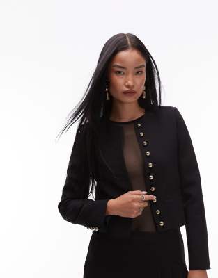 Mango - Veste ajustée à boutons dorés - Noir