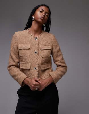 Mango - Veste ajustée boutonnée - Marron