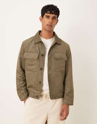Veste droite boutonnée vert femme | Bréal