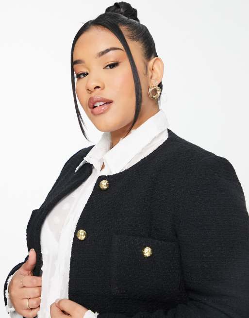 Mango Veste courte d tail boutonn Noir ASOS