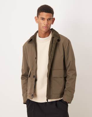 Mango - Veste courte en coton mélangé - Beige foncé-Neutre