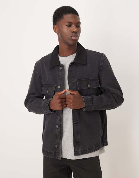 Mango - Veste de travail en coton - Noir délavé - view 1