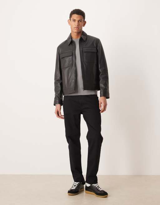 Mango - Veste en cuir avec poche - Noir, 2 de 5