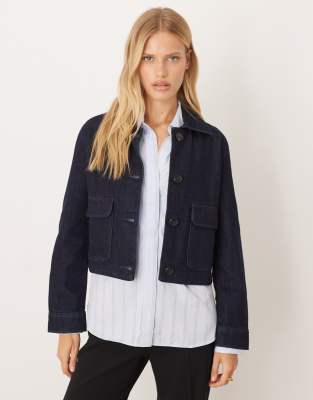 Mango - Veste en denim de coton - Indigo-Bleu
