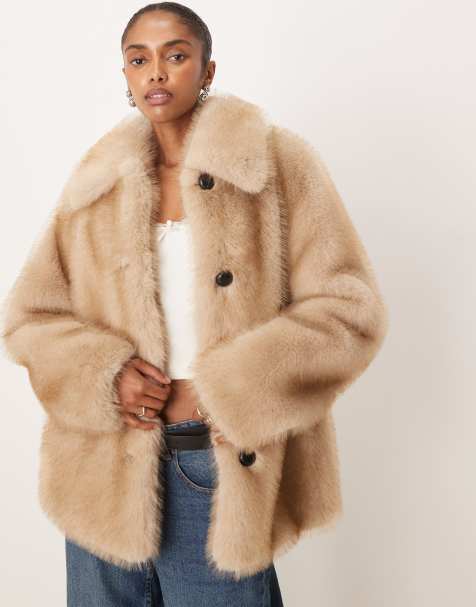 Mango - Veste en fausse fourrure - Beige clair - view 1