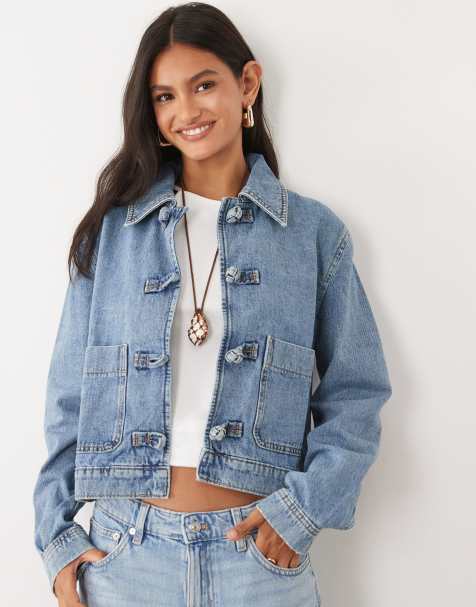 Mango - Veste en jean boutonnée 100 % coton - Bleu - view 1