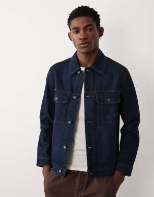 Mango - Veste en jean en coton pur - Bleu foncé