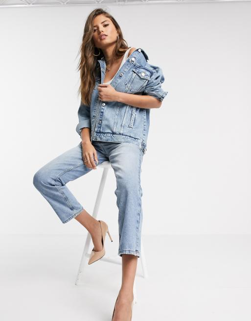 Mango Veste en jean oversize Bleu moyen