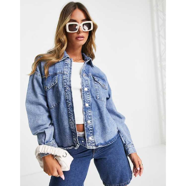 Mango Veste en jean oversize Bleu vintage ASOS