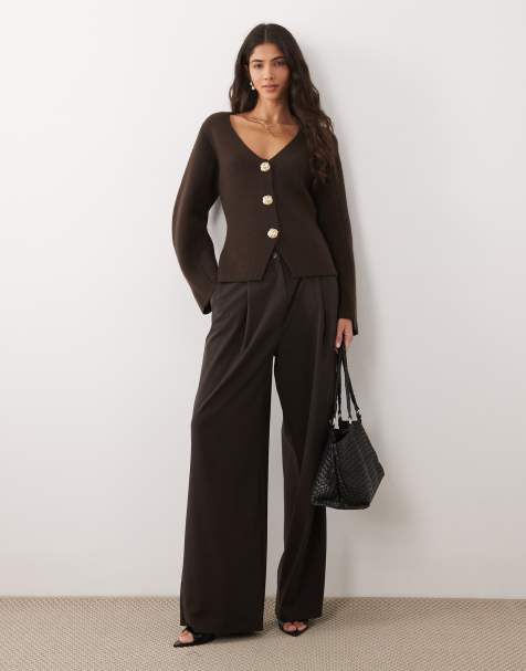 Mango - Veste en maille compacte avec boutons dorés - Chocolat - view 1