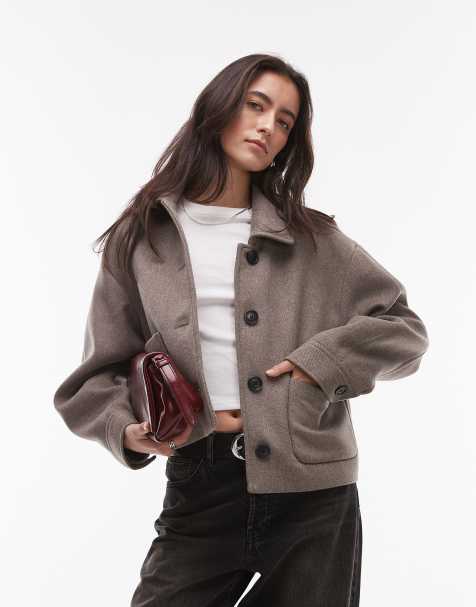 Mango - Veste en tissu brossé - Marron - view 1