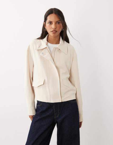 Mango veste harrington ajustée en écru - view 1