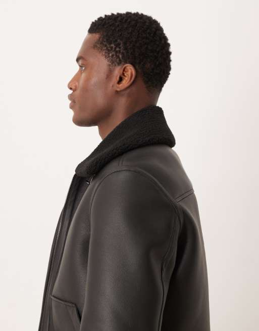 Mango - Veste imitation peau de mouton - Noir mat, 4 de 5