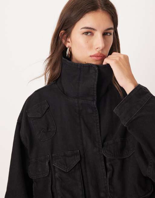 Mango - Veste longue en coton pur à détail poche - Noir, 2 de 4