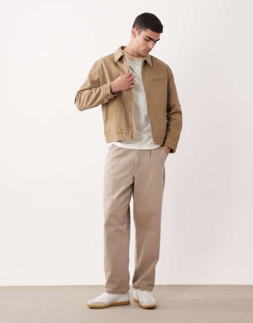Mango - Veste zippée en denim de coton - Beige, 2 de 5