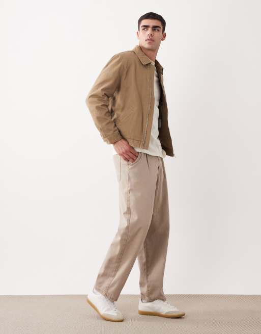 Mango - Veste zippée en denim de coton - Beige, 4 de 5