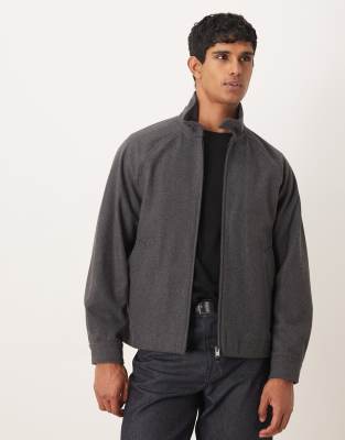 Mango - Veste zippée en laine mélangée - Gris foncé