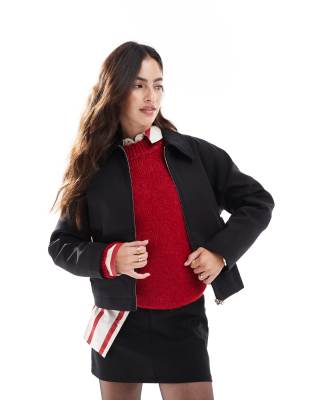 Veste Perfecto En Cuir Noir Mango - Taille S, Occasion En Très Bon état