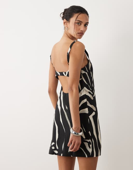 Mango - Vestito corto con scollo rotondo e stampa zebrata, 2 di 4