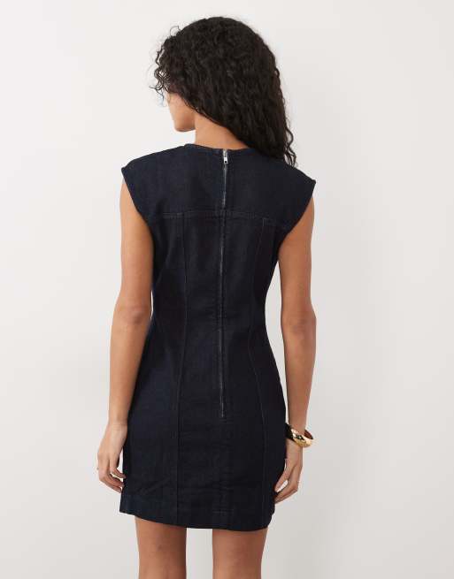 Mango vestito corto in denim indaco, 4 di 4