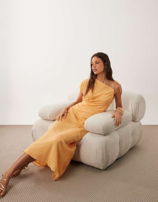 Mango - Vestito lungo asimmetrico arancione pastello, 4 di 4