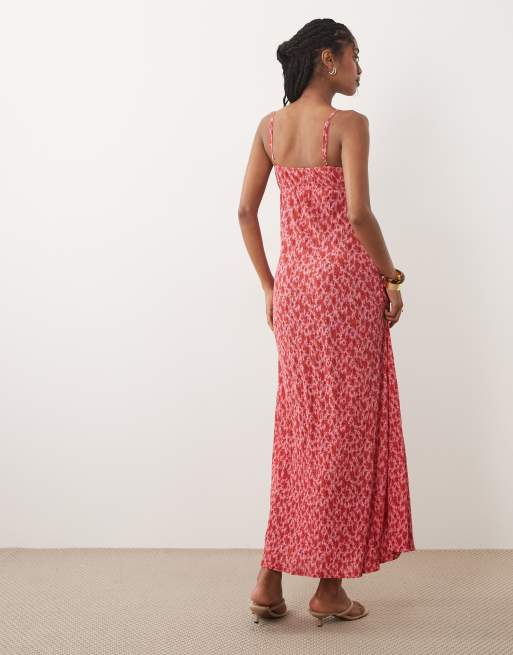 Mango - Vestito lungo con spalline sottili rosa a fiorellini, 3 di 4