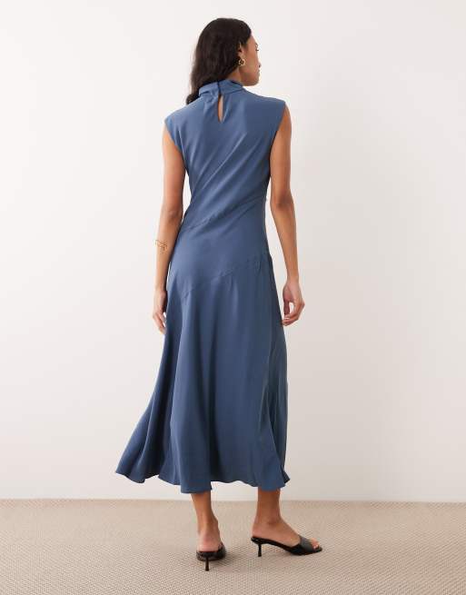 Mango - Vestito lungo senza maniche blu polvere, 3 di 4