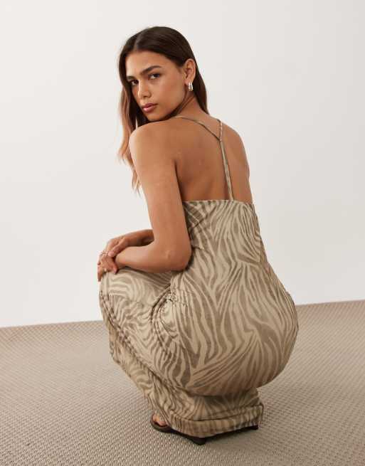 Mango - Vestito midi con scollo ad anello e stampa zebrata, 4 di 4