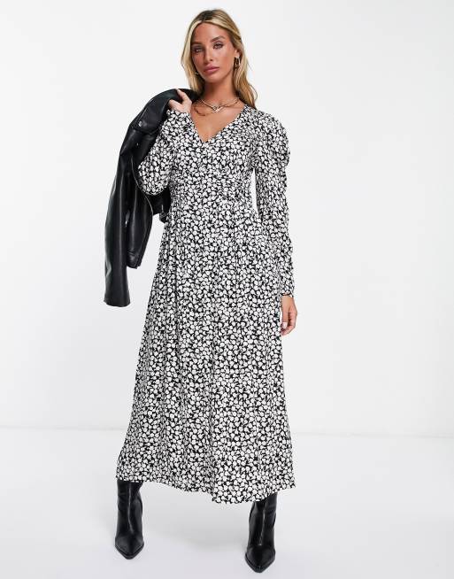 Mango - Vestito midi con stampa monocromatica