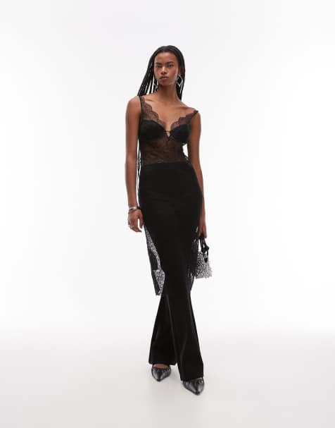 Mango - Vestito midi nero con strato sovrapposto in pizzo - view 1