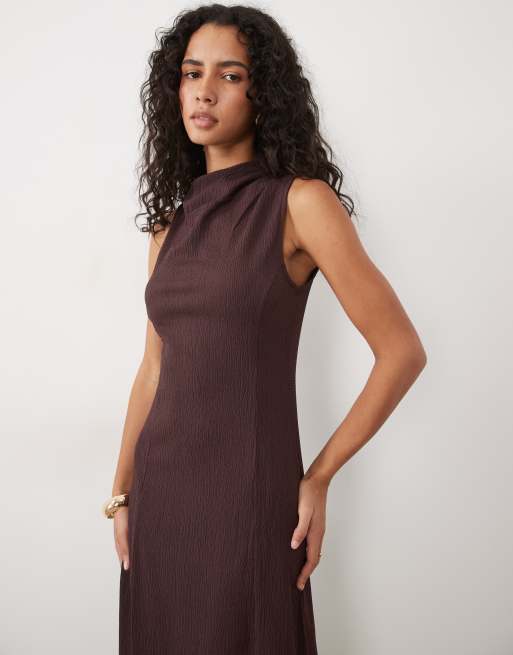 Mango vestito midi senza maniche bordeaux, 3 di 4