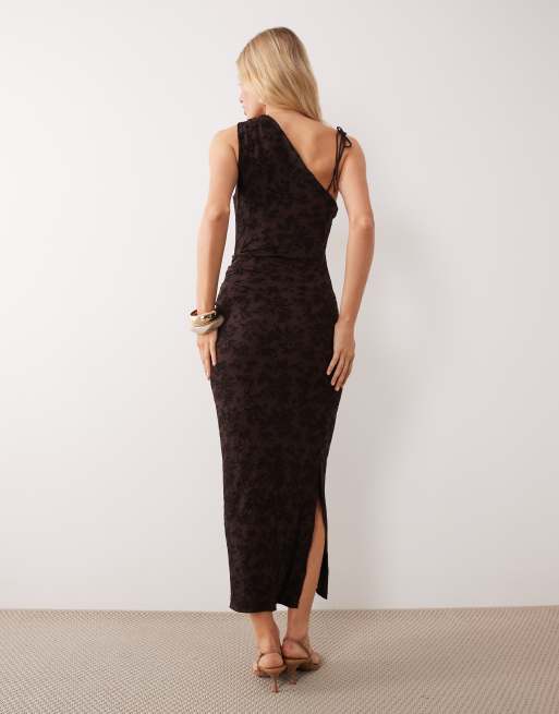 Mango vestito midi senza maniche con spalline annodate marrone, 4 di 4