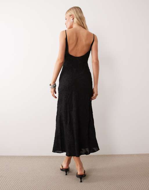 Mango vestito midi testurizzato nero con spalline e scollo rotondo, 4 di 4