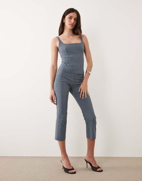 Mango - Victoria - Pantaloni capri blu a quadri in coordinato - view 1