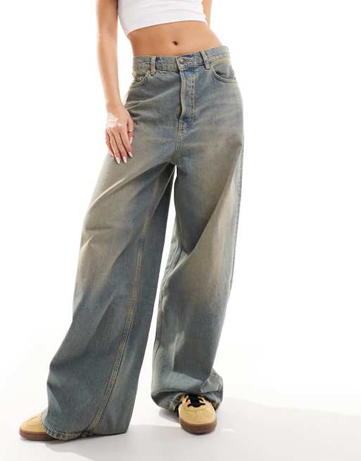 Mango vintage wash baggy jeans in vintage wash blue ASOS