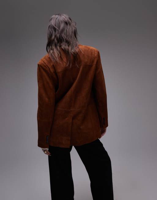 Mango – Vintagebrun, avslappnad kavaj i mocka, 4 av 4